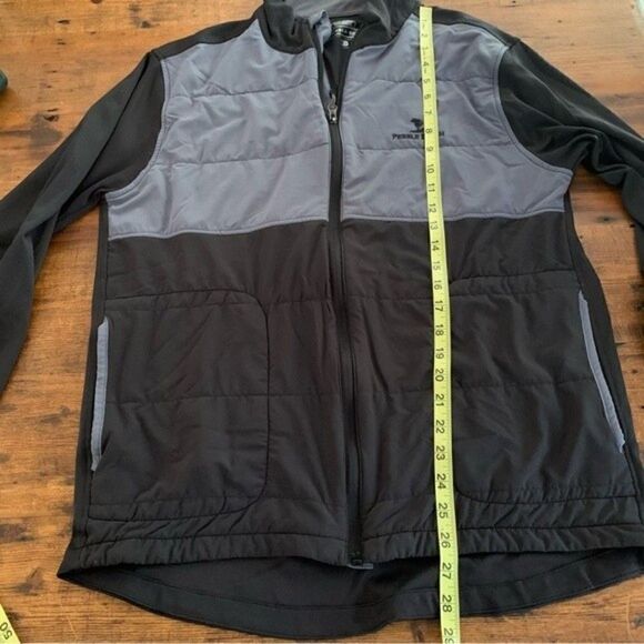 Pebble Beach Black & Gray Quilted Water Wind Resistant Zip Up Jacket Sz M - Picture 5 of 6